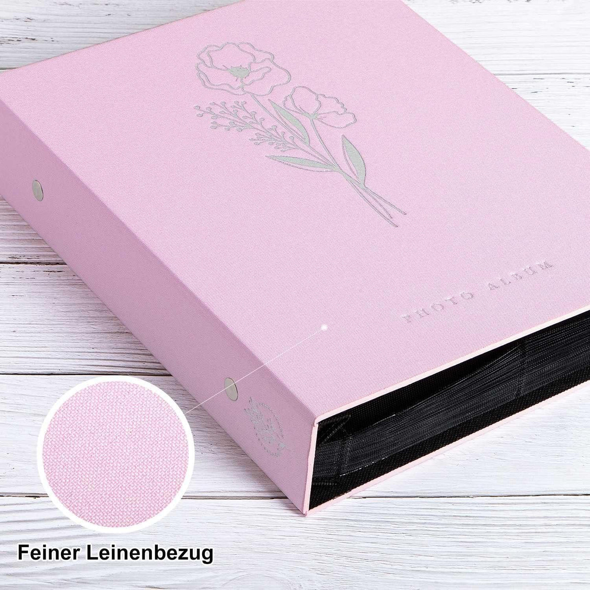 Fotobuch 10x15 Einsteckalbum 400 Fotos Leinen Hochformat Rosa
