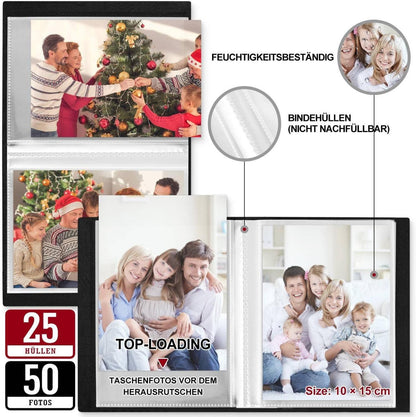 Fotospeicher 10x15 Album 50 Taschen 2 Packungen Mini Leinen Einsteckalbum