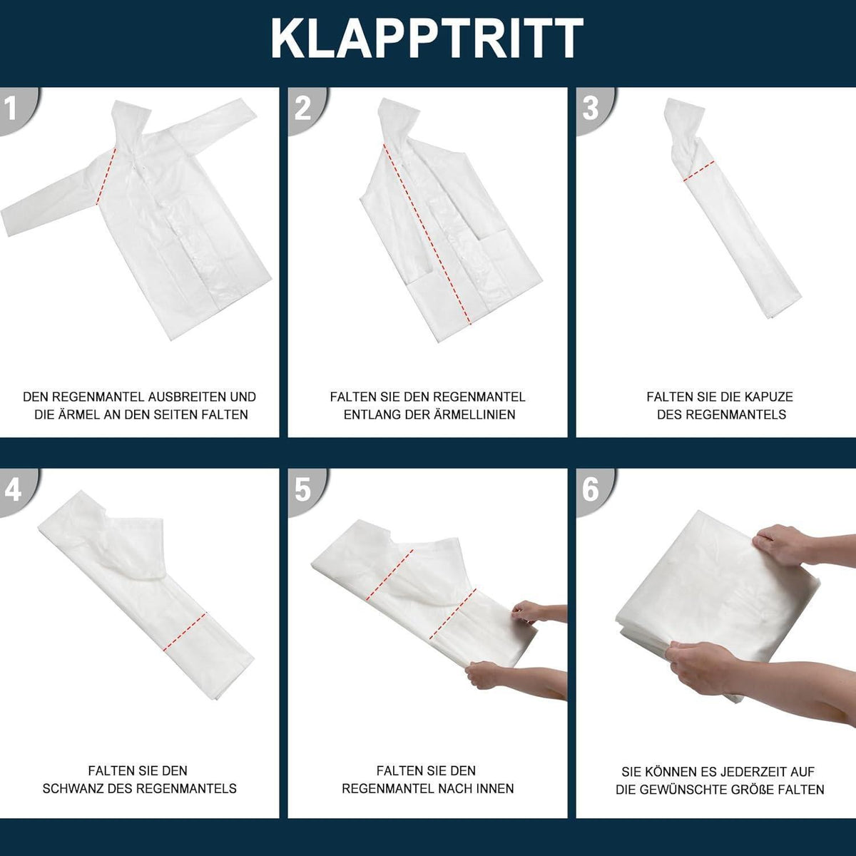 Wasserdichter Regenponcho Damen Herren Faltbar mit Kapuze