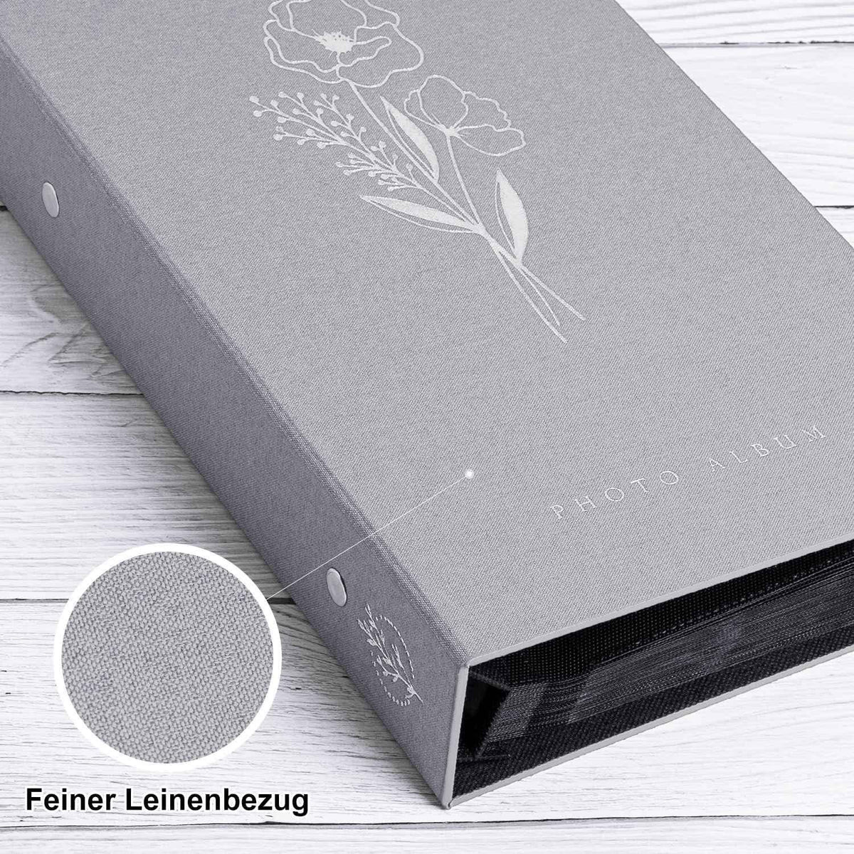 Fotorahmen 10x15 Leinen Einstecken 300 Querformat Grau