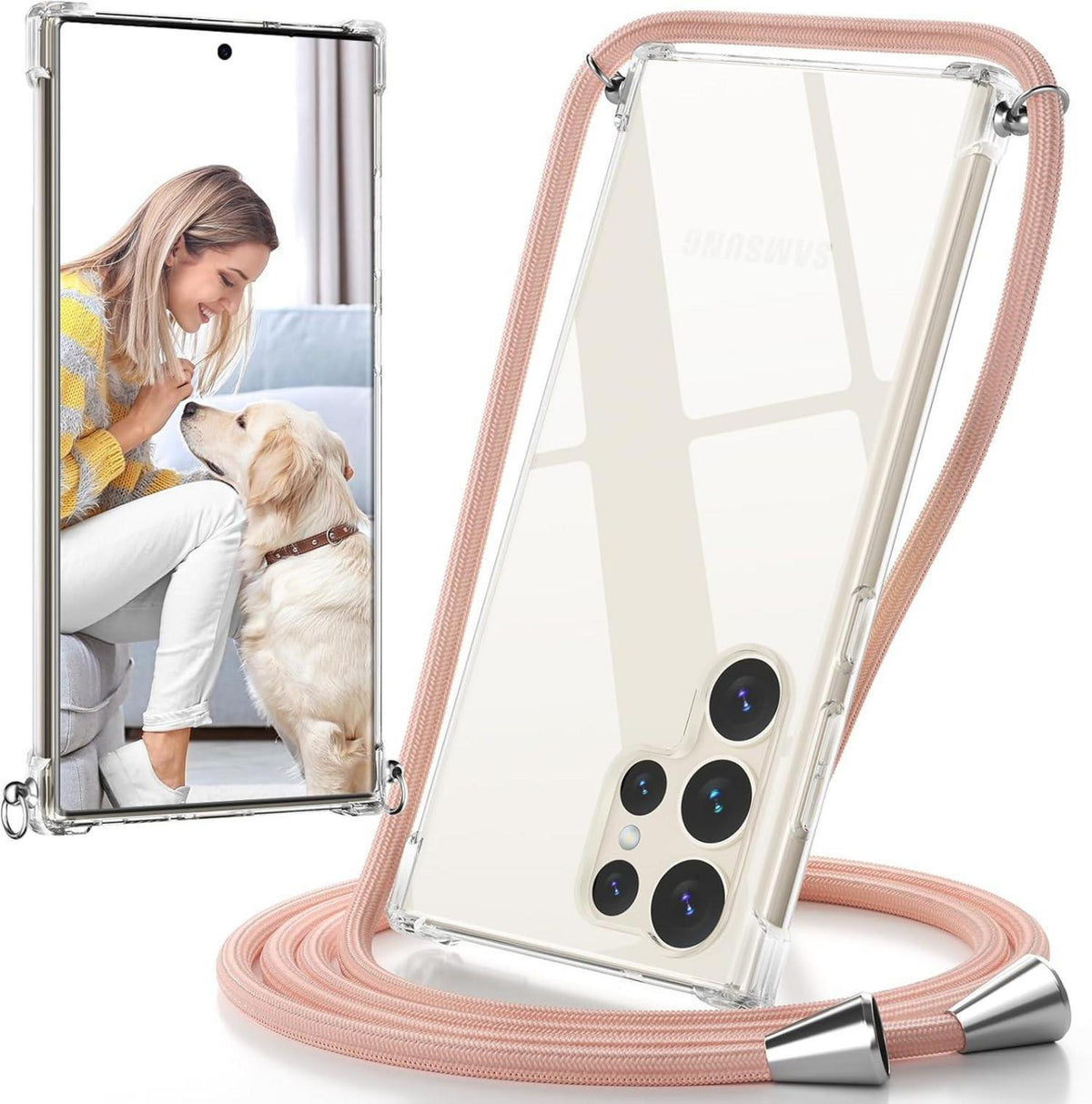 Handykette TPU Handyhülle für Samsung Galaxy S23 Ultra-Rosa