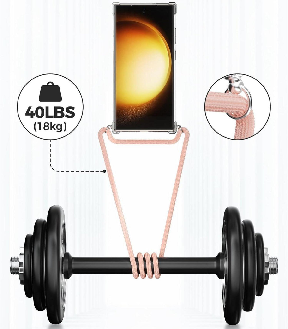 Handykette Handyhülle für Samsung Galaxy S23 Ultra Rosa