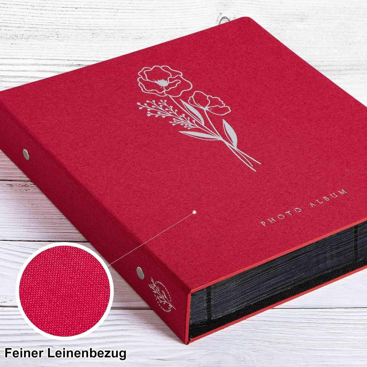 Großes Leinen Einsteckalbum für 10x15 Fotos, 600 Bilder Rot