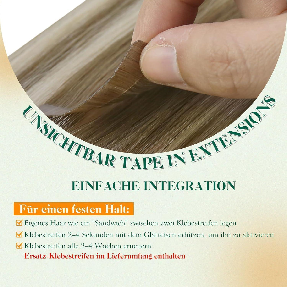 Echthaar Tape Extensions Braun Balayage Ombre Platinblond
