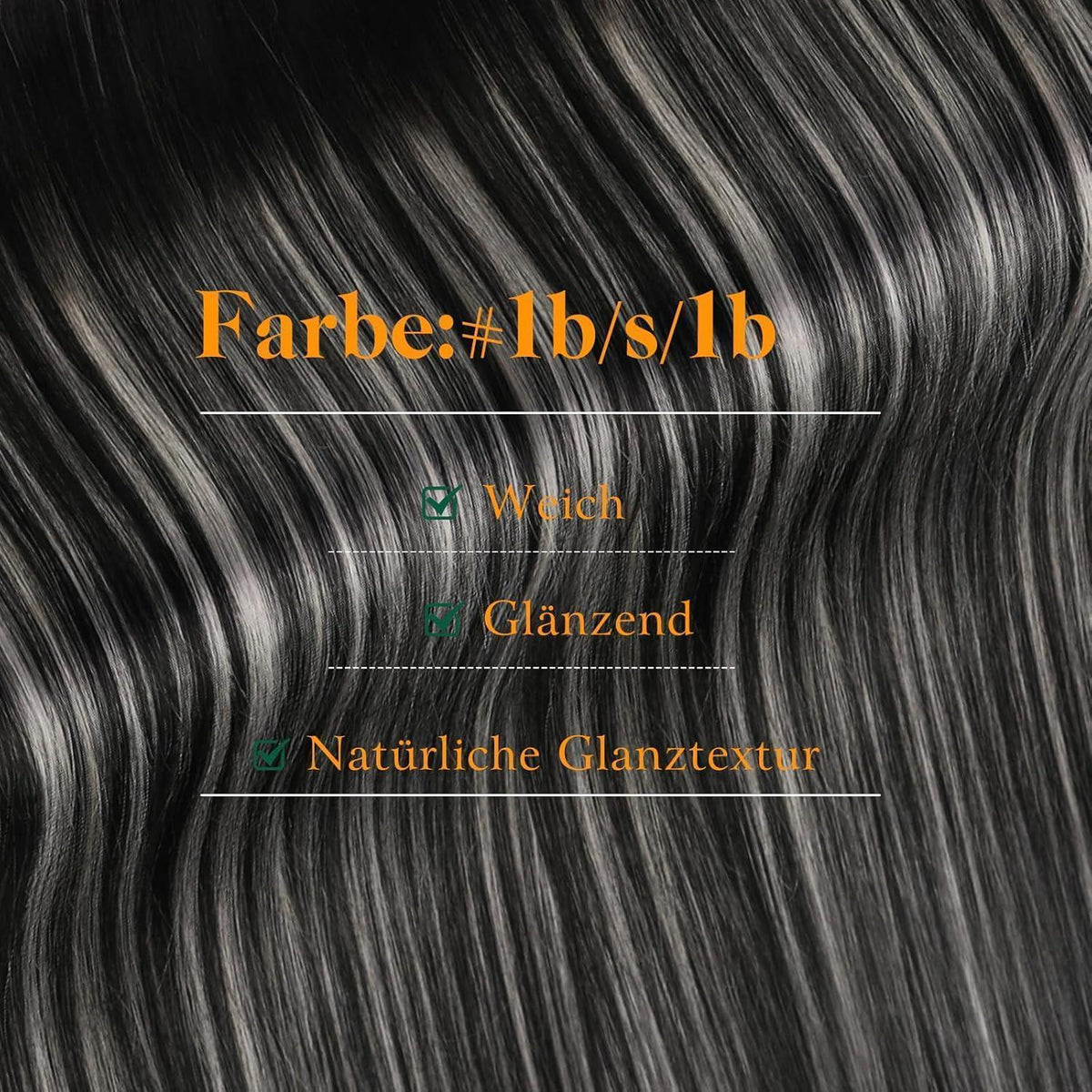 Echthaar Tape Extensions Schwarz Silber Ombre 45cm