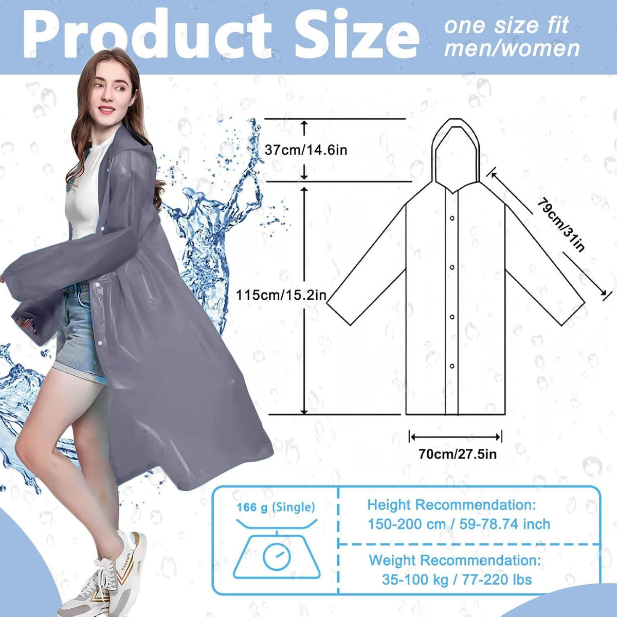 Gerhannery Regenponcho 2er Set Wasserdicht Atmungsaktiv für