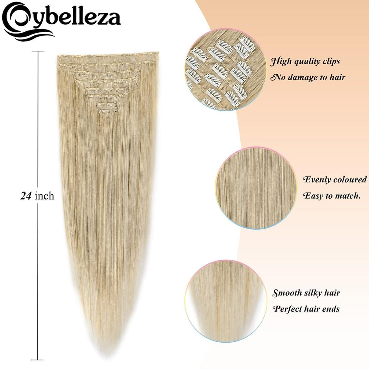 Clip-In Haarverlängerung glatt, 60cm Naturblond Ombre