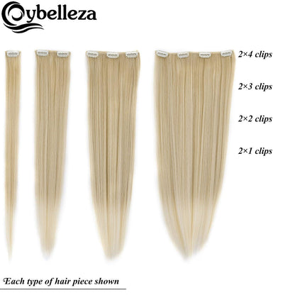 Clip-In Haarverlängerung glatt, 60cm Naturblond Ombre