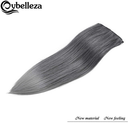 Clip-In Haarverlängerung glatt, 60cm Schwarz Ombre Grau