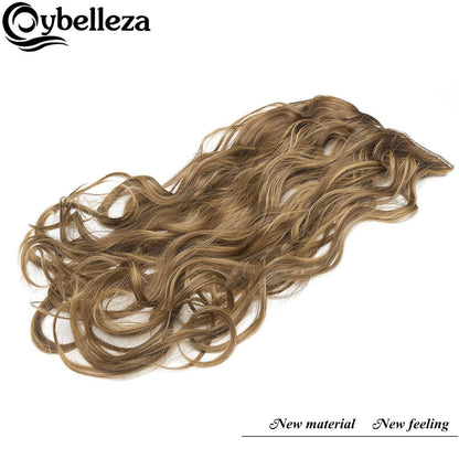 Welliges Haarverlängerung Clip-In 50cm Hellblond & Aschbraun
