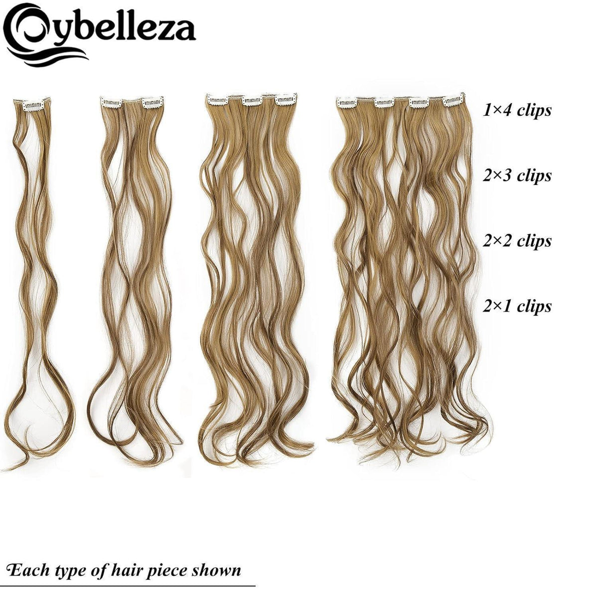 Welliges Haarverlängerung Clip-In 50cm Hellblond & Aschbraun
