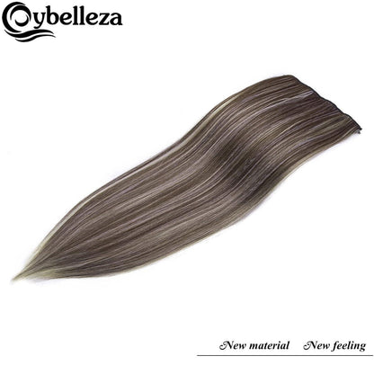 Clip-In Haarverlängerung glatt, 60cm, Hellbraun & Blond