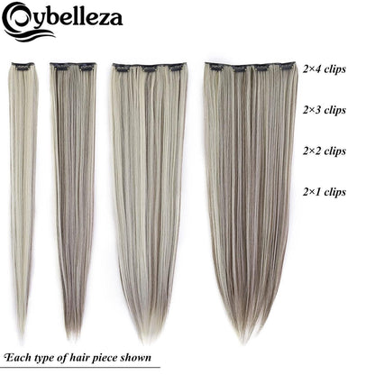 Clip-In Haarverlängerung glatt, 60cm, Hellbraun & Blond