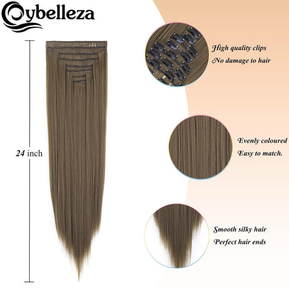 Clip-In Haarverlängerung Echthaar-Optik 60cm Goldbraun