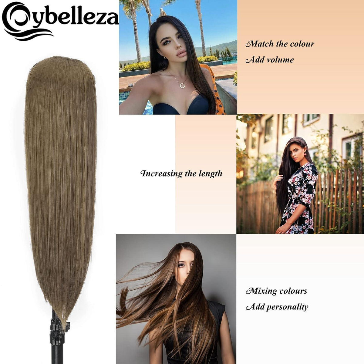 Clip-In Haarverlängerung Echthaar-Optik 60cm Goldbraun