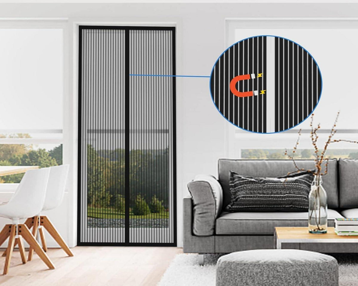 Fliegengitter Magnet Tür Insektenschutz Vorhang 85x200cm Schwarz