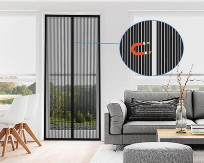 Fliegengitter Magnetisch Balkontür Insektenschutz Schwarz 85x210cm