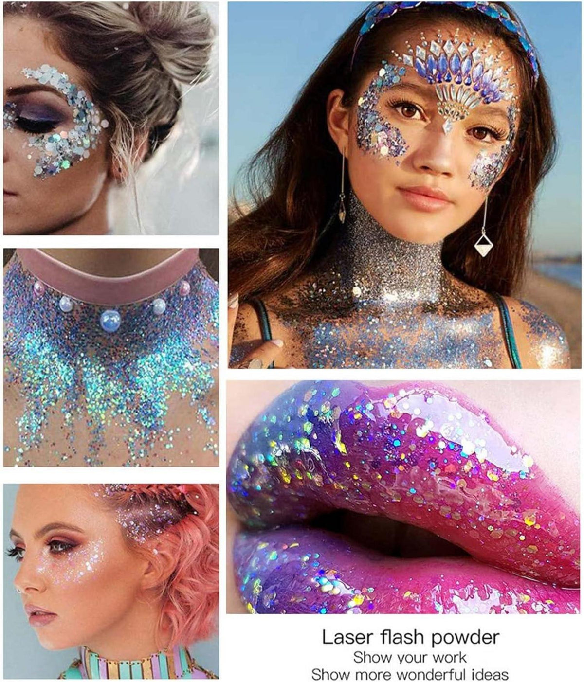 Prreal Body Glitter Gel 50ml Holographic Festival Makeup Green