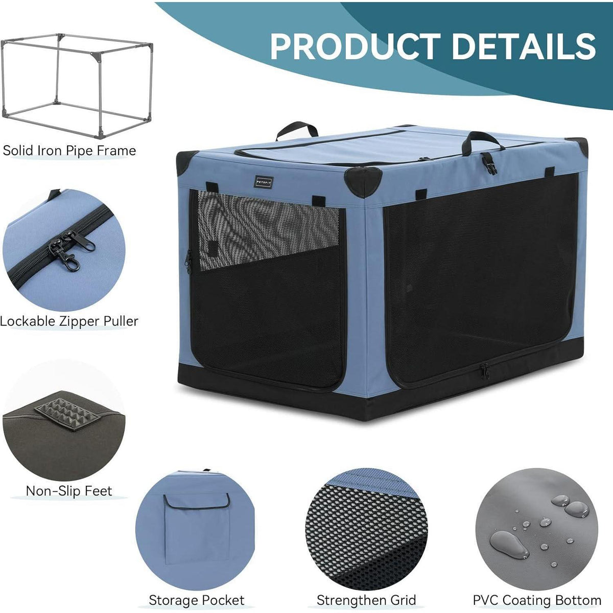 Faltbare Hundebox Blau M – Sicher & Komfortabel für Reisen