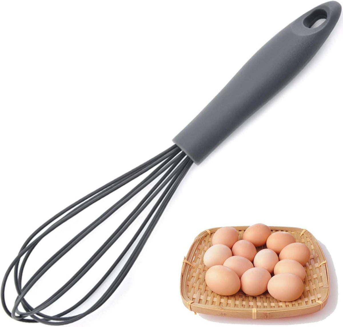 Schneebesen aus Silikon für die Küche in Grau