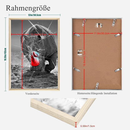 Fotorahmen Set 7'' DIN Plexi-Glas Portraitrahmen Eiche Holz 13x18cm