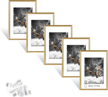 Gold Fotorahmen 5er Set Plexi-Glas DIN 7 Inches Portraitrahmen