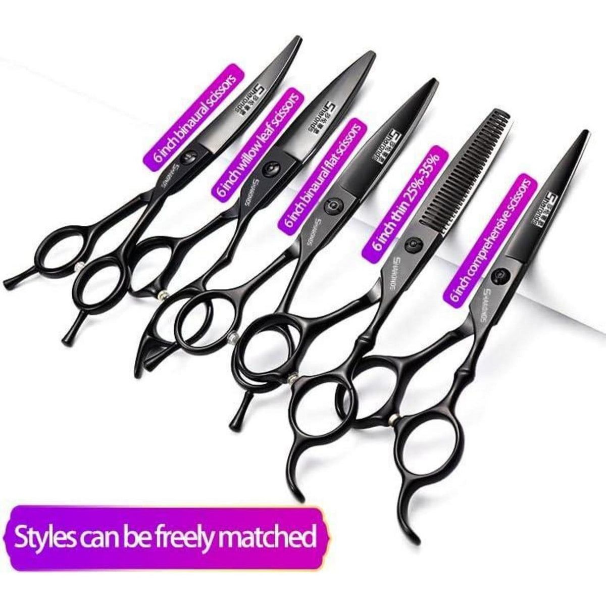 440C Edelstahl Friseurschere Set – 6 Zoll (5 Stück)