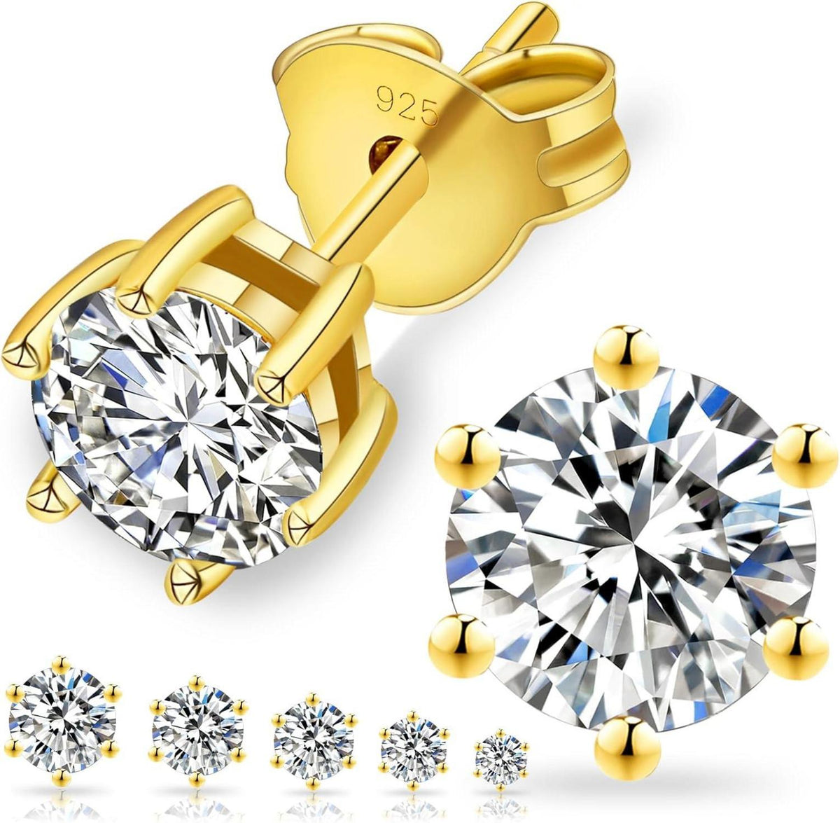 Moissanite Ohrringe 925 Silber 0,6-3 Karat Diamant VVS1 Farbe 14K Gold