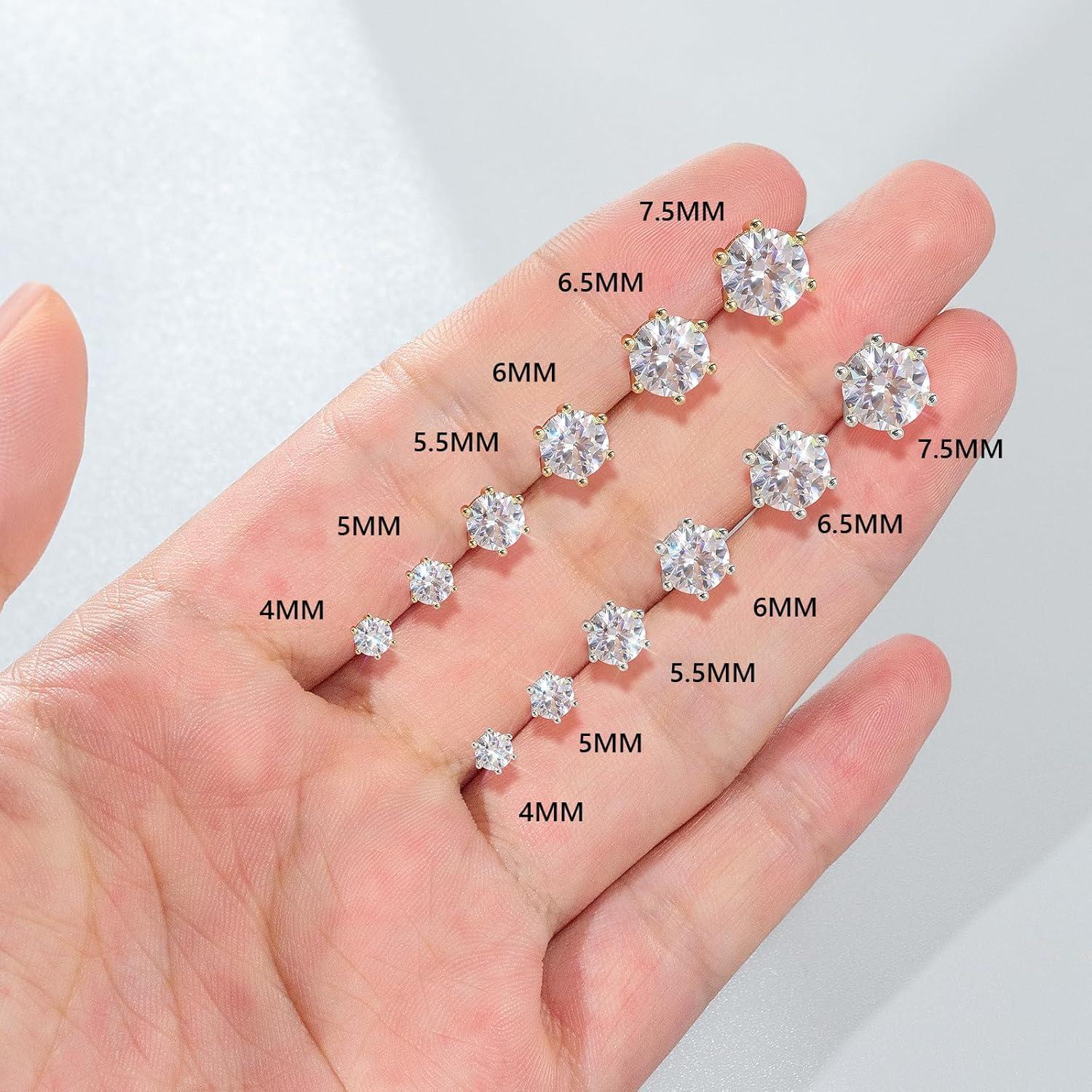 Moissanit Diamant Ohrringe 925 Silber 1,2 Karat VVS1 Weißgold 5,5mm