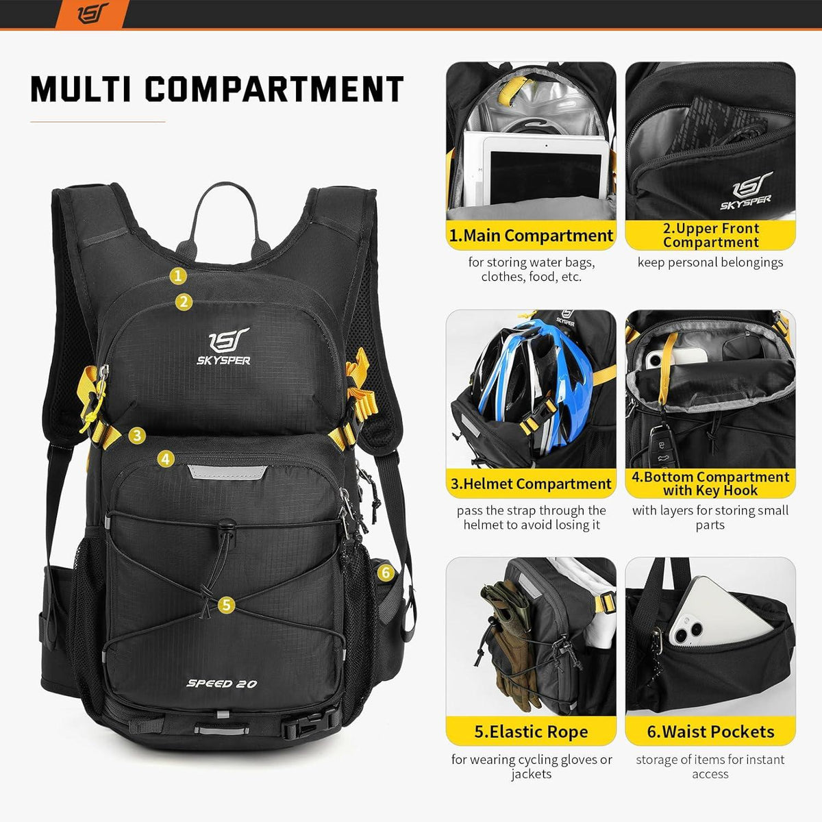 20L Wanderrucksack Fahrradrucksack Skirucksack Herren