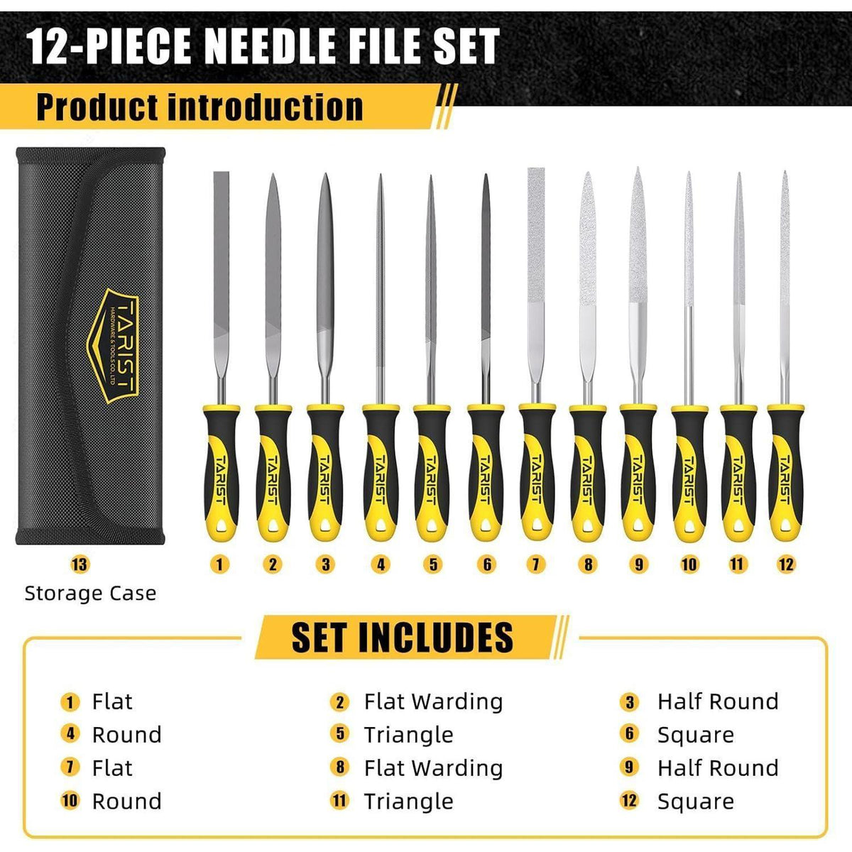 Nadelfeilen Set 12tlg – Metall, Diamant & Werkzeugtasche
