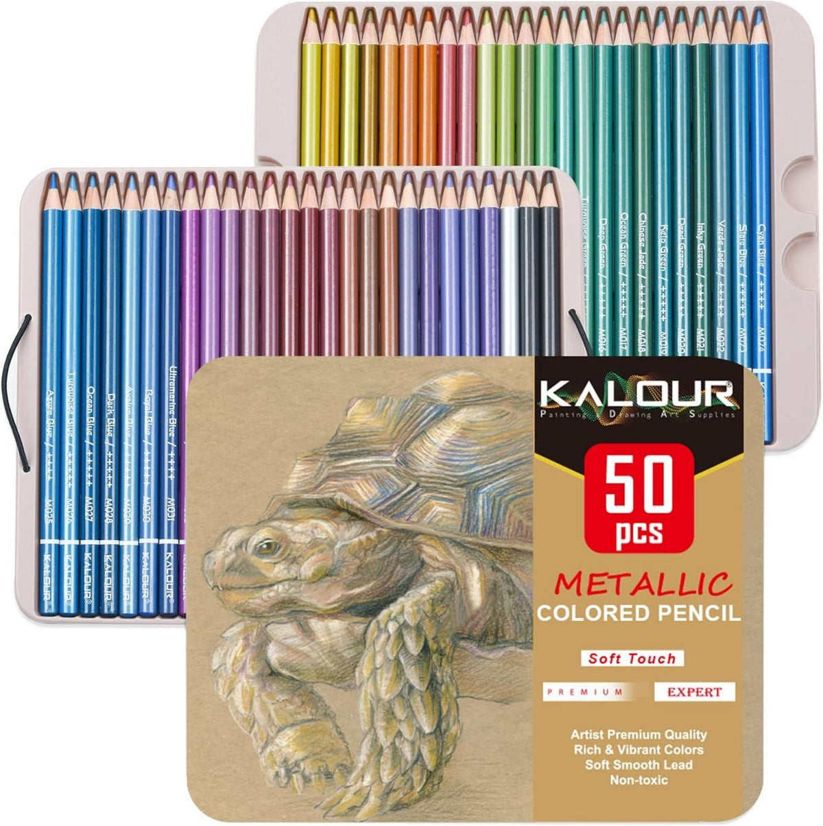 Metallic-Buntstifte Set 50 Farben weicher Kern lebendige Farben