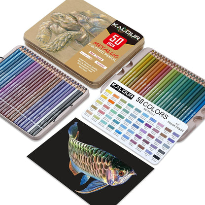 KALOUR Metallic-Buntstifte 50 Farben Set weicher Kern, zum