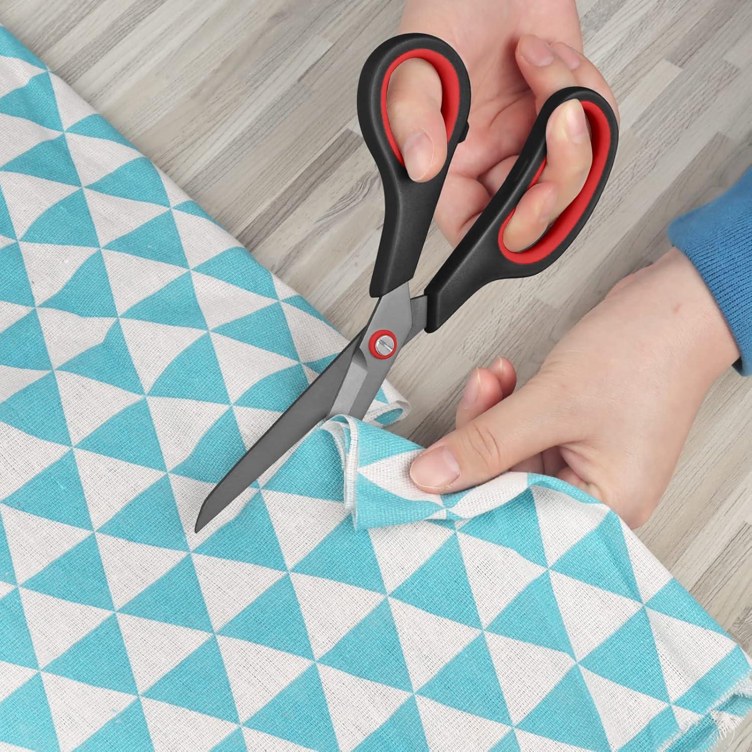 Scheren Set 5-teilig Titanbeschichtung Soft-Grip Klingen SchwarzRot