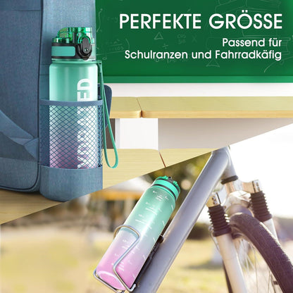 Sport Trinkflasche BPA-frei Tritan 1L Auslaufsicher für Gym, Yoga, Camping