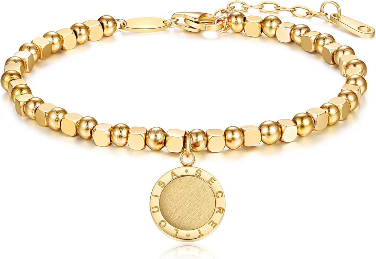 Initial Armband Damen Edelstahl Verstellbare Kette Gold
