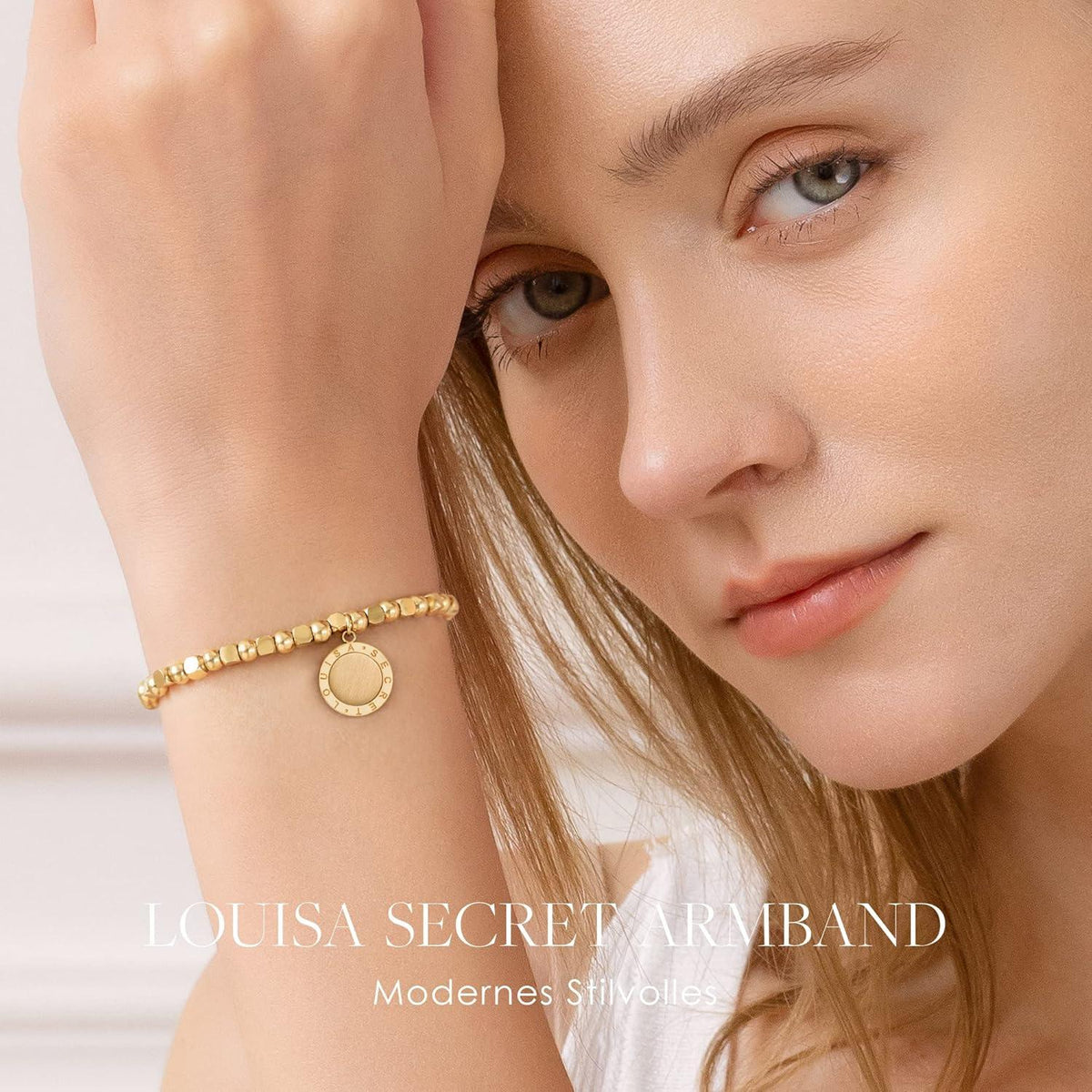LOUISA SECRET Damen Initial Armband Verstellbar Edelstahl