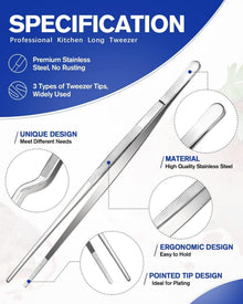 Professionelle 10-Zoll Edelstahl Kochpinzette Set, Küchen