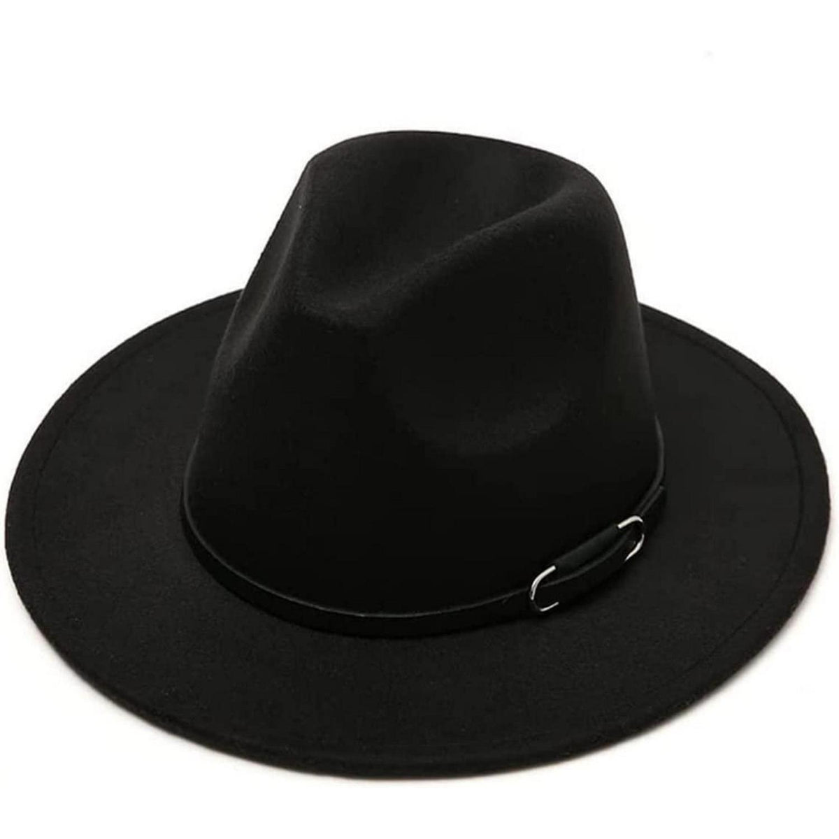 Klassischer Wollmischung Fedora Hut mit Krempe & Gürtelschnalle