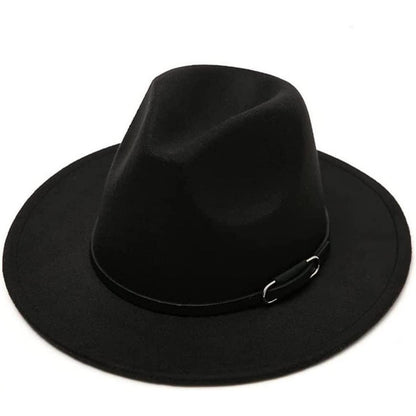 Klassischer Wollmischung Fedora Hut mit Krempe & Gürtelschnalle