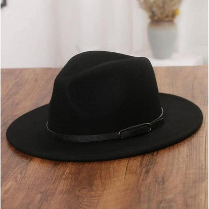 Klassischer Wollmischung Fedora Hut mit Krempe & Gürtelschnalle