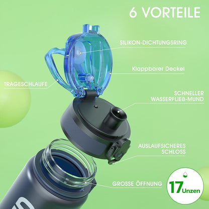 Sport Trinkflasche BPA-frei Tritan 500ML Auslaufsicher Tiefsee 17oz