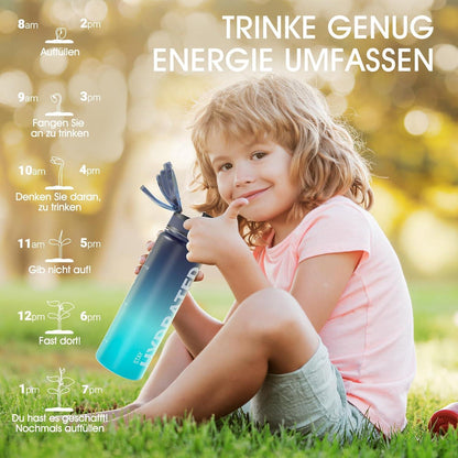 Sport Trinkflasche BPA-frei Tritan Material 1L Auslaufsicher Gym Yoga