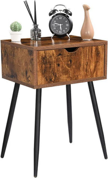 Nachttisch Holz Schublade Metallbeine 30x40x58 Beistelltisch