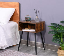 Nachttisch Holz mit Schublade Metallbeine Sofa Beistelltisch