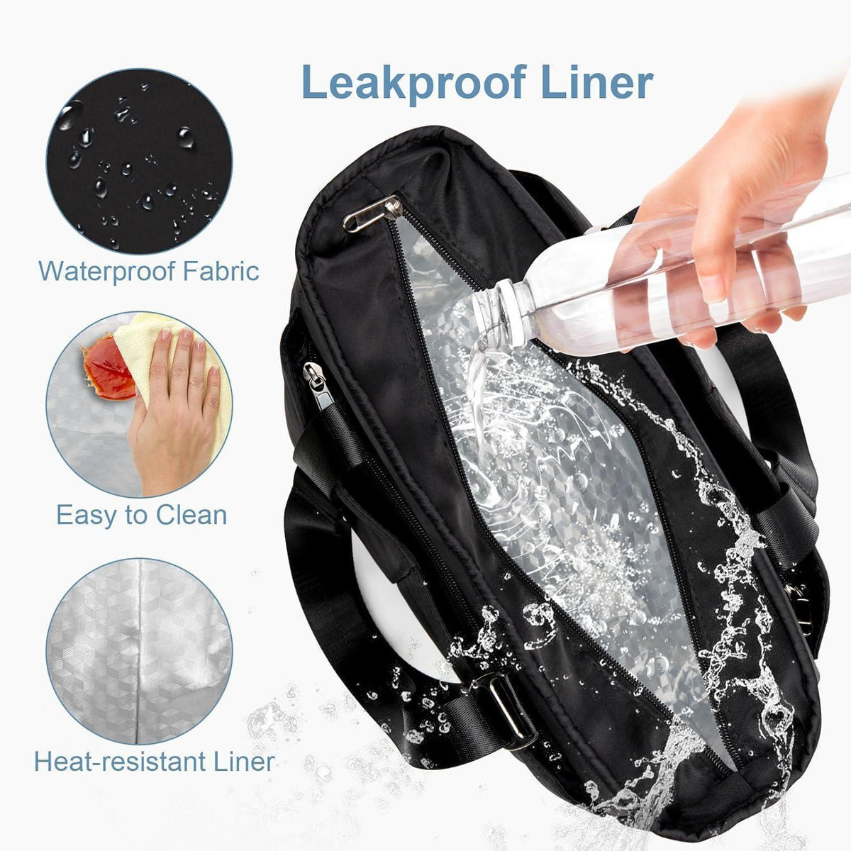 Lunchtasche 15L – Isolierkühltasche für Damen, Schwarz