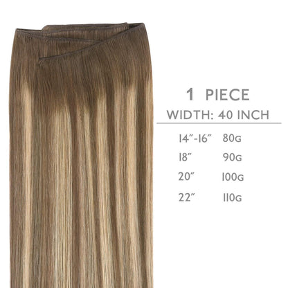 Echthaar Tressen 55cm Schokoladenbraun bis Karamellblond