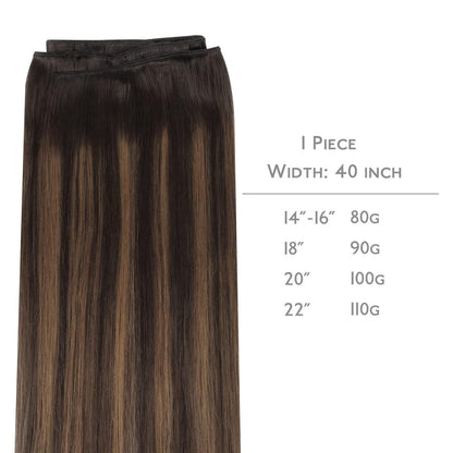 Echthaar Tressen Dunkelbraun Balayage 45cm 90g