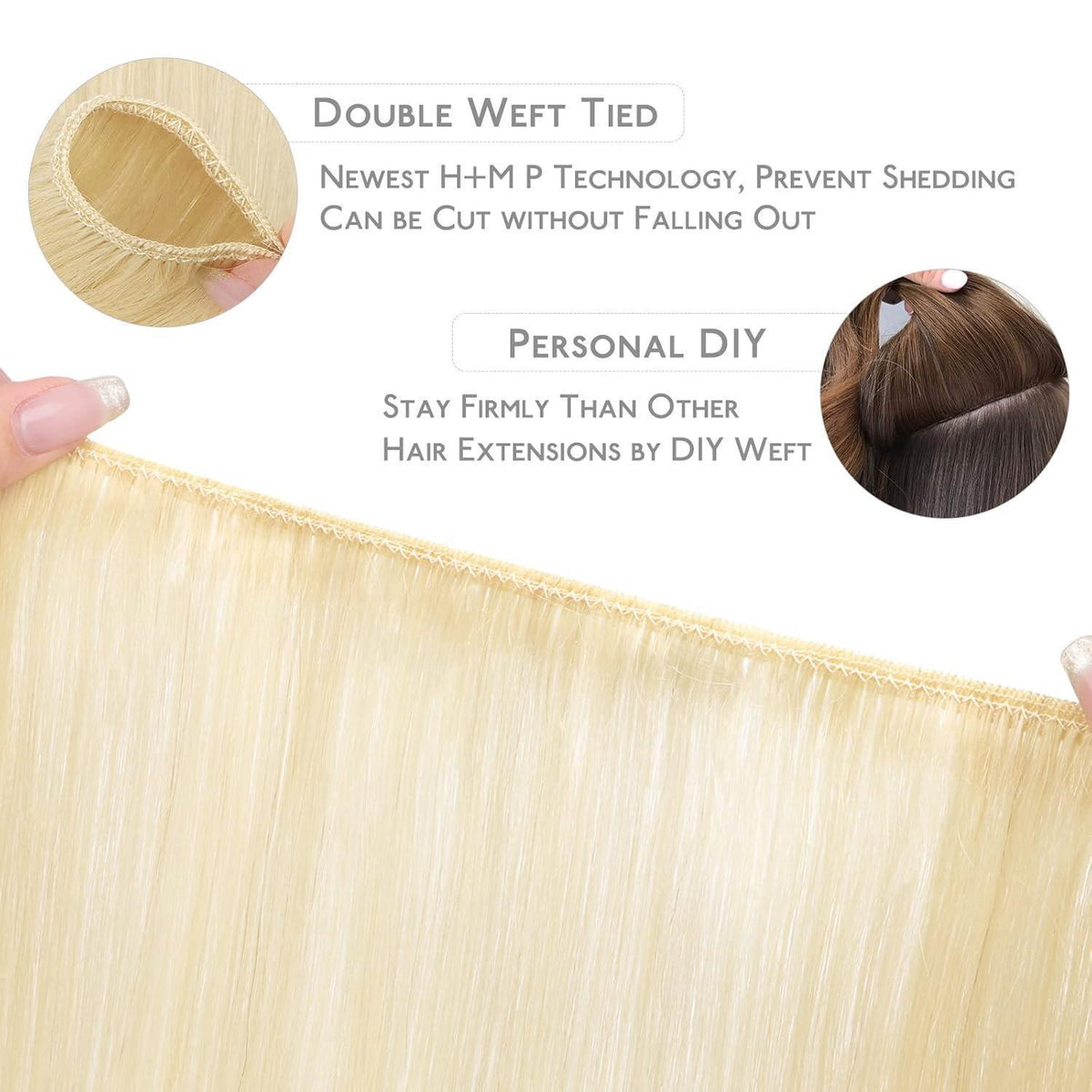 Echthaar Tressen Platinblond – Remy Weft Haarverlängerung 35cm