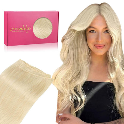 Echthaar Tressen 50cm Platinblond zum Einnähen